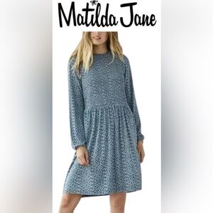 Matilda Jane Audra NWT Sz Large Dress; Approx 39” overall. Teal & White.